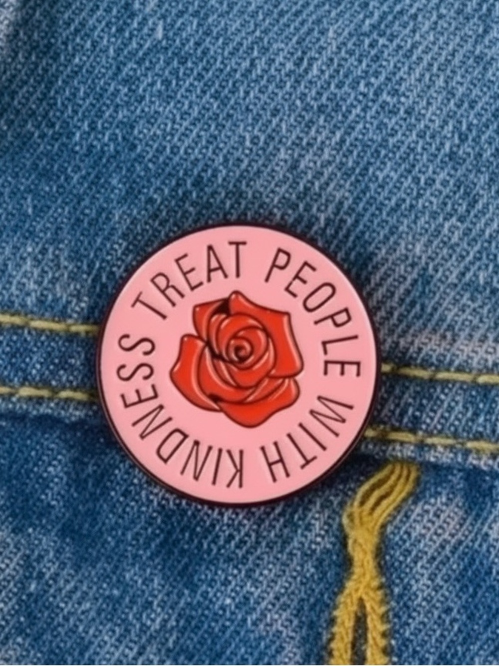 Kindness Matters Pink Rose Enamel Pin Cute Gift Motivational